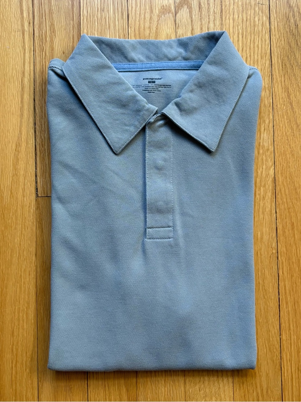 Patagonia Organic Cotton Men’s Short Sleeve Snap Button Polo Large Gray Solid